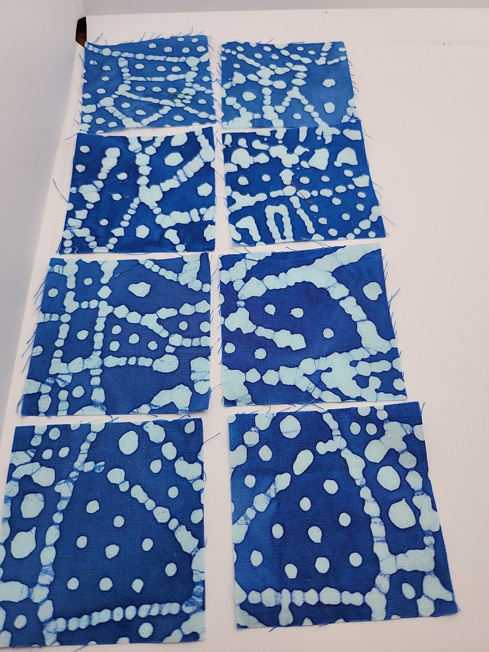 Blue Batik Cotton Fabric Squares - Light Blue Pattern